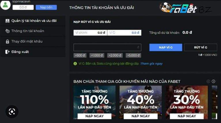 Ưu đãi nạp tiền chưa từng có - Nhà cái Fabet uy tín